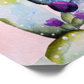 水彩サボテン多肉性フローラ ポスター (角)