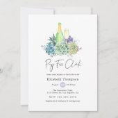 水彩サボテン多肉株ポップ・アートの指のザラメ 招待状 (正面)