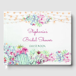 水彩サボテン多肉植物ライトブライダルシャワー ゲストブック