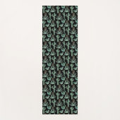 水彩サボテン多肉砂漠パターンブラック ヨガマット (正面)