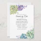 水彩サボテン多肉類ブライダルシャワーバイメール 招待状 (正面)