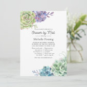 水彩サボテン多肉類ブライダルシャワーバイメール 招待状 (スタンド正面)