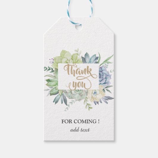 水彩サボテン多肉類水玉模様 ギフトタグ (正面)