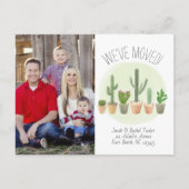 水彩サボテン引っ越しましたの動きの告知 ポストカード (正面)