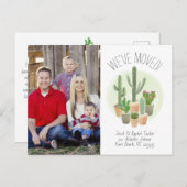 水彩サボテン引っ越しましたの動きの告知  ポストカード (正面/裏面)