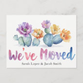 水彩サボテン引っ越しました発表 ポストカード (正面)