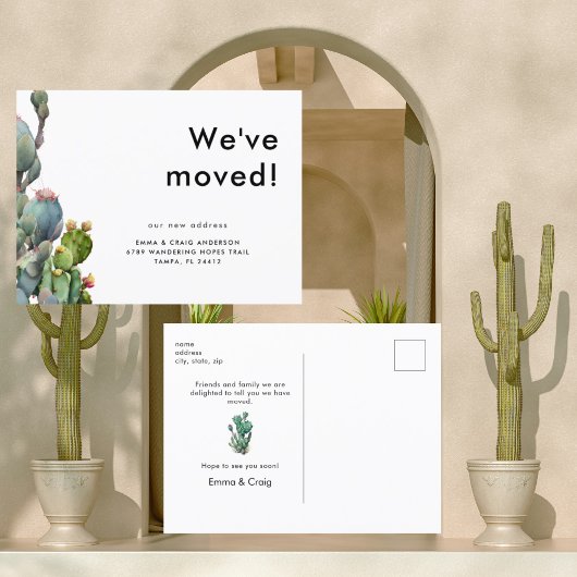 水彩サボテン引っ越しました ポストカード