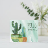 水彩サボテン挨拶パーソナライズされた会 ポストカード (スタンド正面)
