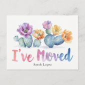 水彩サボテン新住所のお知らせ ポストカード (正面)