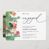 水彩サボテン書道婚約パーティ 招待状 (正面/裏面)