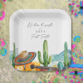 水彩サボテン最初のフィエスタ1番目の誕生日パーティー ペーパープレート