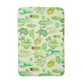 水彩サボテン模様 バスマット (正面縦)