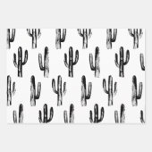 水彩サボテン模様。緑色のモダンサボテン ラッピングペーパーシート (正面3)