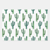 水彩サボテン模様。緑色のモダンサボテン ラッピングペーパーシート (正面)
