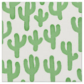 水彩サボテン模様 – 緑 ファブリック (クローズアップ)
