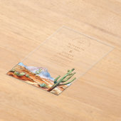 水彩サボテン砂漠の風景結婚ズ アクリル招待状 (レイダウン)