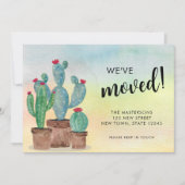 水彩サボテン移動案内カード 案内状 (正面)