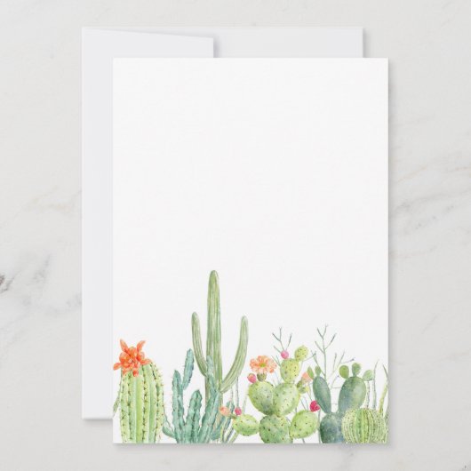 水彩サボテン結婚のリハーサルディナー 招待状 (裏面)