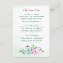 水彩サボテン結婚の情報カード エンクロージャーカード