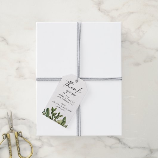 水彩サボテン結婚の感謝状 ギフトタグ (より糸付き)