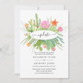 水彩サボテン結婚の更新 招待状 (正面)