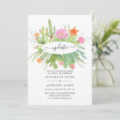 水彩サボテン結婚の更新 招待状 (スタンド正面)