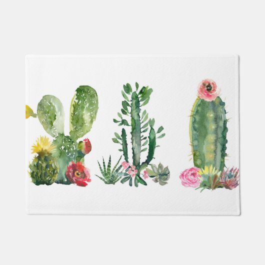 水彩サボテン絵画ズ ドアマット (正面)