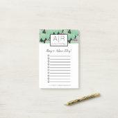 水彩サボテン緑の植物模様グリーン ポストイット (デスク上)