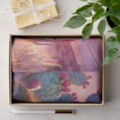 水彩サボテン花デザートサンセットデコップページ 薄葉紙 (ギフト)