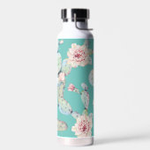 水彩サボテン花モダンティール（緑がかった色） ウォーターボトル (左面)