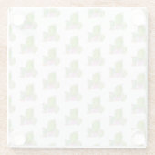 水彩サボテン花模様ピンクグリーン ガラスコースター (裏面)