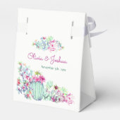 水彩サボテン花結婚式の引き出物箱 フェイバーボックス (裏面サイド)