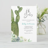 水彩サボテン赤男女兼用ちゃんシャワー 招待状 (スタンド正面)