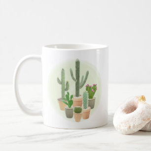 水彩サボテン鉢植えの吸汁 コーヒーマグカップ