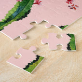 水彩サボテン:シームレスなパターンの開花 ジグソーパズル (側面)