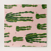 水彩サボテン:シームレスなパターンの開花 ジグソーパズル (横)