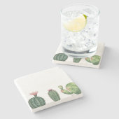 水彩サボテン ストーンコースター (横)