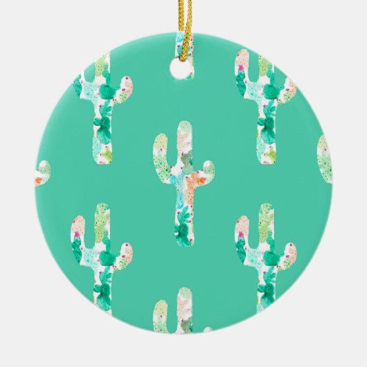 水彩サボテン セラミックオーナメント (正面)