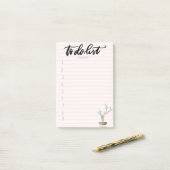 水彩サボテン ピンク ストライプ やることリスト ポストイット (デスク上)