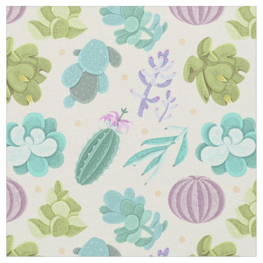 水彩サボテン ファブリック (クローズアップ)