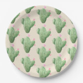 水彩サボテン ブライダルシャワー ペーパープレート (正面)