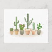 水彩サボテン プランター 寄せ植え メモ ポストカード (正面)