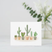 水彩サボテン プランター 寄せ植え メモ ポストカード (スタンド正面)