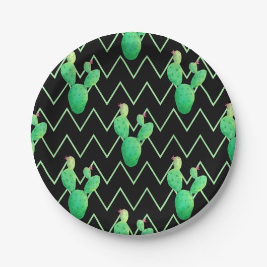 水彩サボテン ペーパープレート (正面)