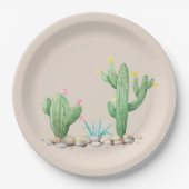水彩サボテン ペーパープレート (正面)