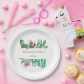 水彩サボテン ペーパープレート (パーティー)