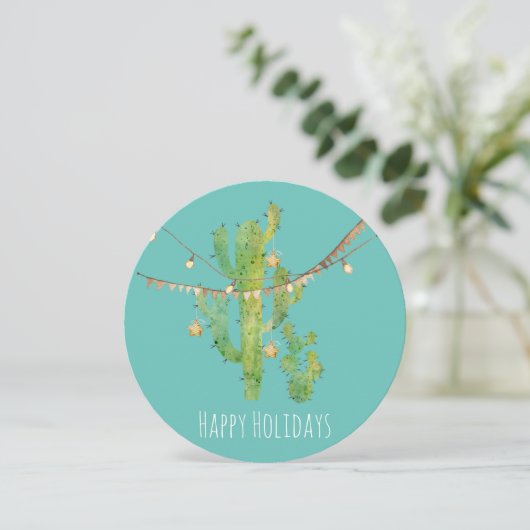 水彩サボテン&ライツクリスマスカード シーズンカード (スタンド正面)