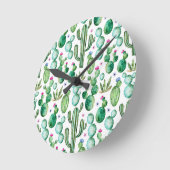 水彩サボテン ラウンド壁時計 (傾斜)