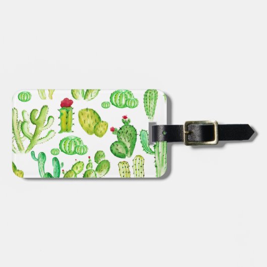 水彩サボテン ラゲッジタグ (正面横)