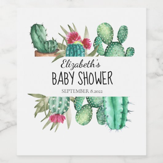 水彩サボテン ワインラベル (シングルラベル)